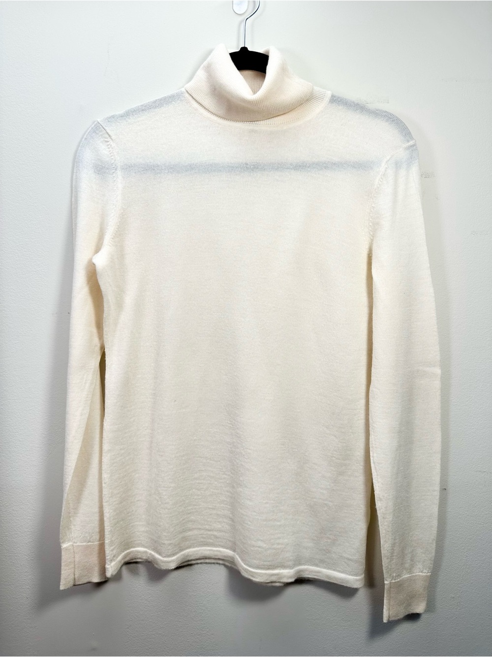 Lord & Taylor Extra Fine Merino Wool Turtleneck Sweater, Cream, Medium